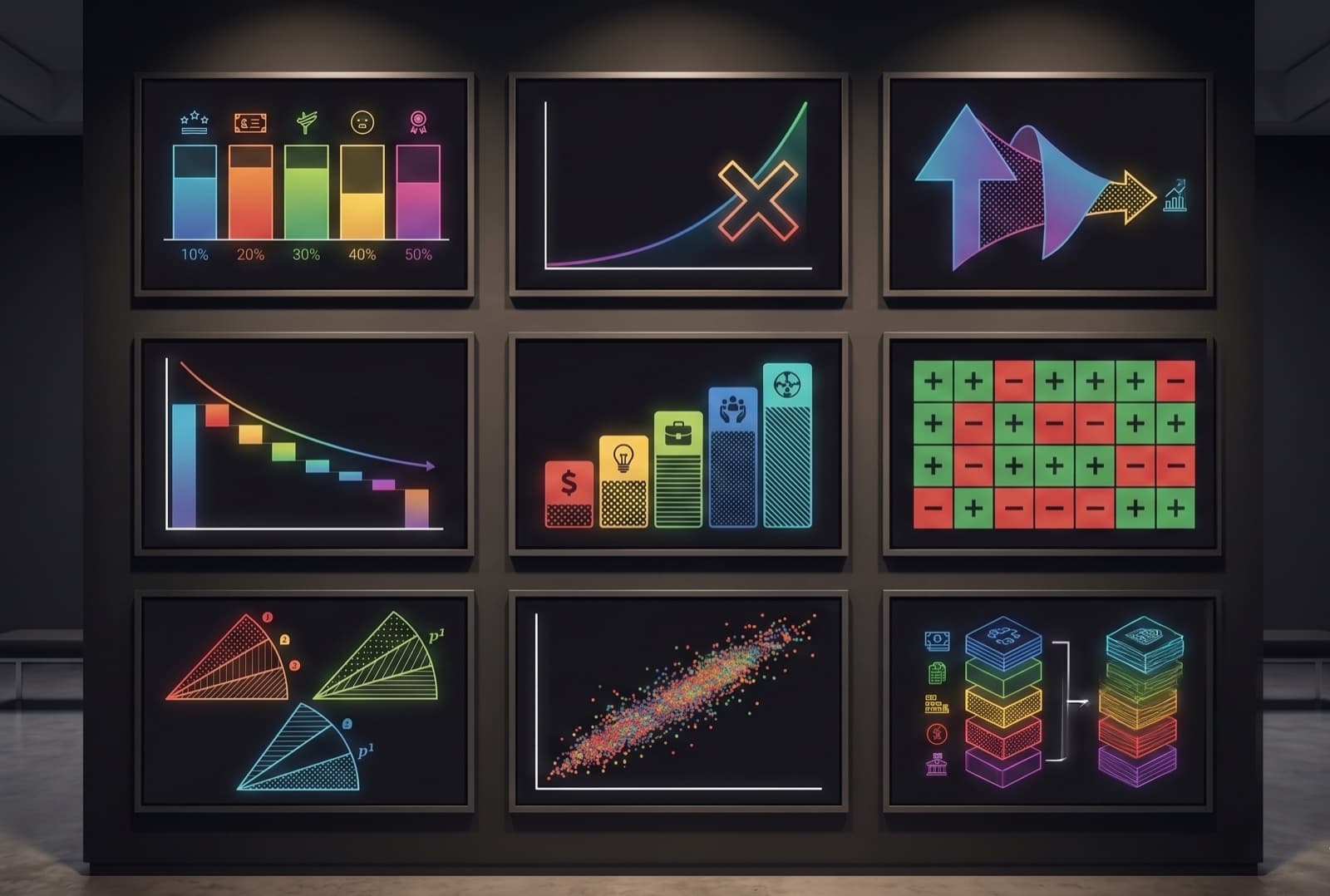 Streams of data converging into a single point of light